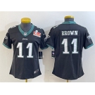 Women's Philadelphia Eagles #11 A. J. Brown Black 2025 Super Bowl LIX Patch Vapor Untouchable Limited Stitched Football Jersey