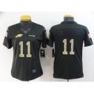 Women's Philadelphia Eagles #11 A. J. Brown Black Salute To Service Stitched Football Jersey