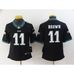 Women's Philadelphia Eagles #11 A. J. Brown Black Vapor Stitched Football Jersey