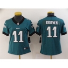 Women's Philadelphia Eagles #11 A. J. Brown Green Vapor Stitched Football Jersey