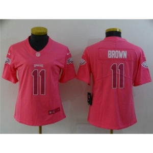 Women's Philadelphia Eagles #11 A. J. Brown Pink Stitched Football Jersey