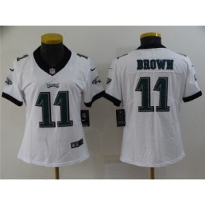 Women's Philadelphia Eagles #11 A. J. Brown White Vapor Stitched Football Jerse