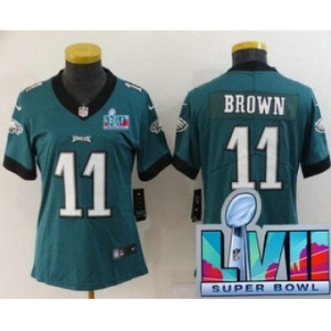 Women's Philadelphia Eagles #11 AJ Brown Limited Green Super Bowl LVII Vapor Jersey