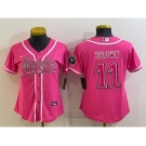 Women's Philadelphia Eagles #11 AJ Brown Pink With Patch Cool Base Stitched Baseball Jersey