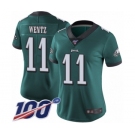 Women's Philadelphia Eagles #11 Carson Wentz Midnight Green Team Color Vapor Untouchable Limited Player 100th Season Football Jersey