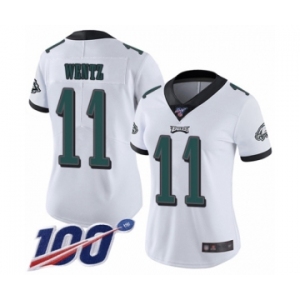 Women's Philadelphia Eagles #11 Carson Wentz White Vapor Untouchable Limited Player 100th Season Football Jersey