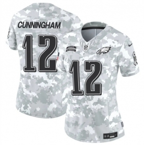 Women's Philadelphia Eagles #12 Randall Cunningham 2024 F.U.S.E Arctic Camo Salute To Service Limited Stitched Jersey