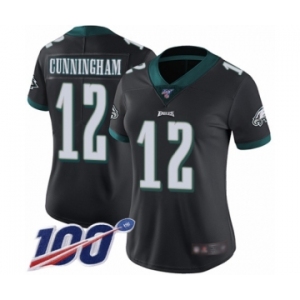 Women's Philadelphia Eagles #12 Randall Cunningham Black Alternate Vapor Untouchable Limited Player 100th Season Football Jersey