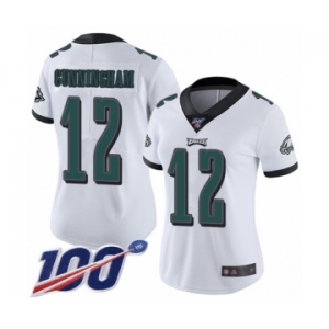 Women's Philadelphia Eagles #12 Randall Cunningham White Vapor Untouchable Limited Player 100th Season Football Jersey