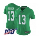 Women's Philadelphia Eagles #13 Nelson Agholor Limited Green Rush Vapor Untouchable 100th Season Football Jersey