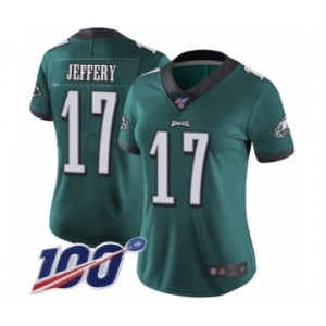 Women's Philadelphia Eagles #17 Alshon Jeffery Midnight Green Team Color Vapor Untouchable Limited Player 100th Season Football Jersey