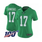 Women's Philadelphia Eagles #17 Harold Carmichael Limited Green Rush Vapor Untouchable 100th Season Football Jersey