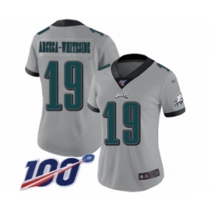 Women's Philadelphia Eagles #19 JJ Arcega-Whiteside Limited Silver Inverted Legend 100th Season Football Jersey
