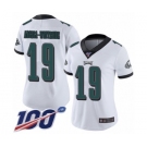 Women's Philadelphia Eagles #19 JJ Arcega-Whiteside White Vapor Untouchable Limited Player 100th Season Football Jersey