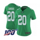 Women's Philadelphia Eagles #20 Brian Dawkins Limited Green Rush Vapor Untouchable 100th Season Football Jersey