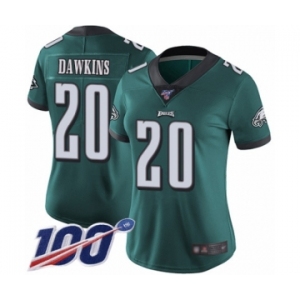 Women's Philadelphia Eagles #20 Brian Dawkins Midnight Green Team Color Vapor Untouchable Limited Player 100th Season Football Jersey