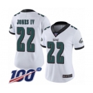 Women's Philadelphia Eagles #22 Sidney Jones White Vapor Untouchable Limited Player 100th Season Football Jersey