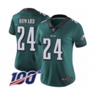 Women's Philadelphia Eagles #24 Jordan Howard Midnight Green Team Color Vapor Untouchable Limited Player 100th Season Football Jersey