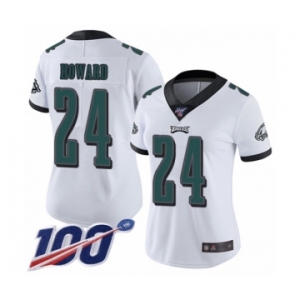 Women's Philadelphia Eagles #24 Jordan Howard White Vapor Untouchable Limited Player 100th Season Football Jersey