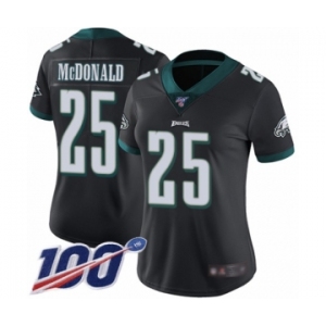 Women's Philadelphia Eagles #25 Tommy McDonald Black Alternate Vapor Untouchable Limited Player 100th Season Football Jersey