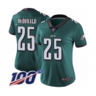 Women's Philadelphia Eagles #25 Tommy McDonald Midnight Green Team Color Vapor Untouchable Limited Player 100th Season Football Jersey