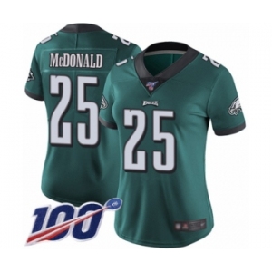 Women's Philadelphia Eagles #25 Tommy McDonald Midnight Green Team Color Vapor Untouchable Limited Player 100th Season Football Jersey