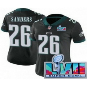 Women's Philadelphia Eagles #26 Miles Sanders Limited Black Super Bowl LVII Vapor Jersey