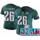 Women's Philadelphia Eagles #26 Miles Sanders Limited Green Super Bowl LVII Vapor Jersey