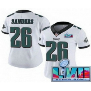 Women's Philadelphia Eagles #26 Miles Sanders Limited White Super Bowl LVII Vapor Jersey