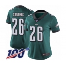 Women's Philadelphia Eagles #26 Miles Sanders Midnight Green Team Color Vapor Untouchable Limited Player 100th Season Football Jersey