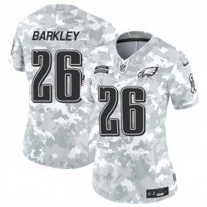 Women's Philadelphia Eagles #26 Saquon Barkley 2024 F.U.S.E Arctic Camo Salute To Service Limited Stitched Jersey