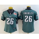 Women's Philadelphia Eagles #26 Saquon Barkley Green 2025 Super Bowl LIX Patch Vapor Untouchable Limited Stitched Football Jersey