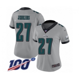 Women's Philadelphia Eagles #27 Malcolm Jenkins Limited Silver Inverted Legend 100th Season Football Jersey