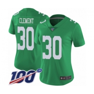 Women's Philadelphia Eagles #30 Corey Clement Limited Green Rush Vapor Untouchable 100th Season Football Jersey