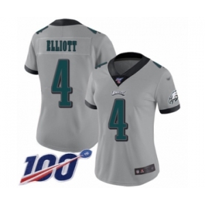 Women's Philadelphia Eagles #4 Jake Elliott Limited Silver Inverted Legend 100th Season Football Jersey