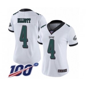 Women's Philadelphia Eagles #4 Jake Elliott White Vapor Untouchable Limited Player 100th Season Football Jersey