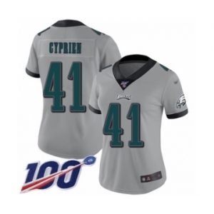 Women's Philadelphia Eagles #41 Johnathan Cyprien Limited Silver Inverted Legend 100th Season Football Jersey