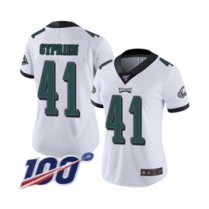 Women's Philadelphia Eagles #41 Johnathan Cyprien White Vapor Untouchable Limited Player 100th Season Football Jersey