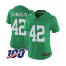 Women's Philadelphia Eagles #42 Andrew Sendejo Limited Green Rush Vapor Untouchable 100th Season Football Jersey