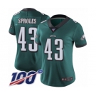 Women's Philadelphia Eagles #43 Darren Sproles Midnight Green Team Color Vapor Untouchable Limited Player 100th Season Football Jersey