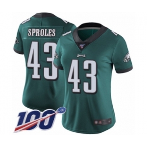 Women's Philadelphia Eagles #43 Darren Sproles Midnight Green Team Color Vapor Untouchable Limited Player 100th Season Football Jersey