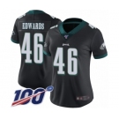 Women's Philadelphia Eagles #46 Herman Edwards Black Alternate Vapor Untouchable Limited Player 100th Season Football Jersey