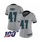 Women's Philadelphia Eagles #47 Nate Gerry Limited Silver Inverted Legend 100th Season Football Jersey