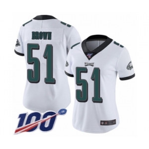 Women's Philadelphia Eagles #51 Zach Brown White Vapor Untouchable Limited Player 100th Season Football Jersey