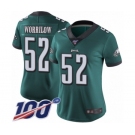 Women's Philadelphia Eagles #52 Paul Worrilow Midnight Green Team Color Vapor Untouchable Limited Player 100th Season Football Jersey