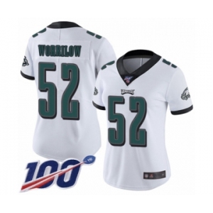 Women's Philadelphia Eagles #52 Paul Worrilow White Vapor Untouchable Limited Player 100th Season Football Jersey