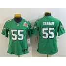 Women's Philadelphia Eagles #55 Brandon Graham Green 2025 Super Bowl LIX Patch F.U.S.E. Throwback Vapor Untouchable Limited Stitched Football Jersey