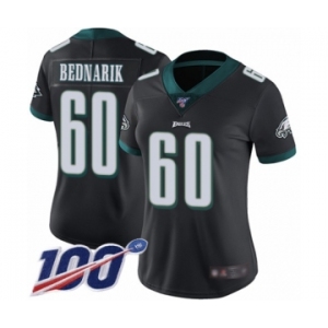 Women's Philadelphia Eagles #60 Chuck Bednarik Black Alternate Vapor Untouchable Limited Player 100th Season Football Jersey
