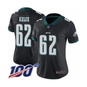 Women's Philadelphia Eagles #62 Jason Kelce Black Alternate Vapor Untouchable Limited Player 100th Season Football Jersey