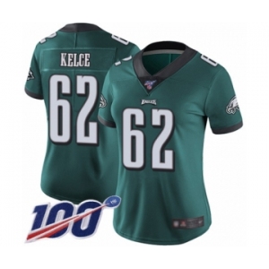 Women's Philadelphia Eagles #62 Jason Kelce Midnight Green Team Color Vapor Untouchable Limited Player 100th Season Football Jersey